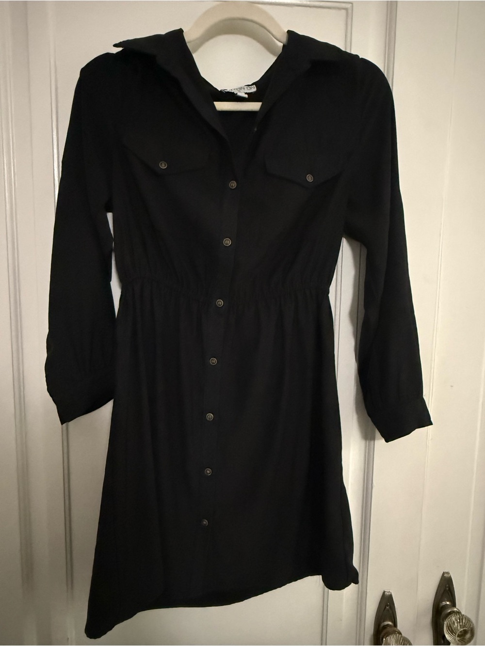 Cotton On Black Long-Sleeve Button-Front Shirt Dress
